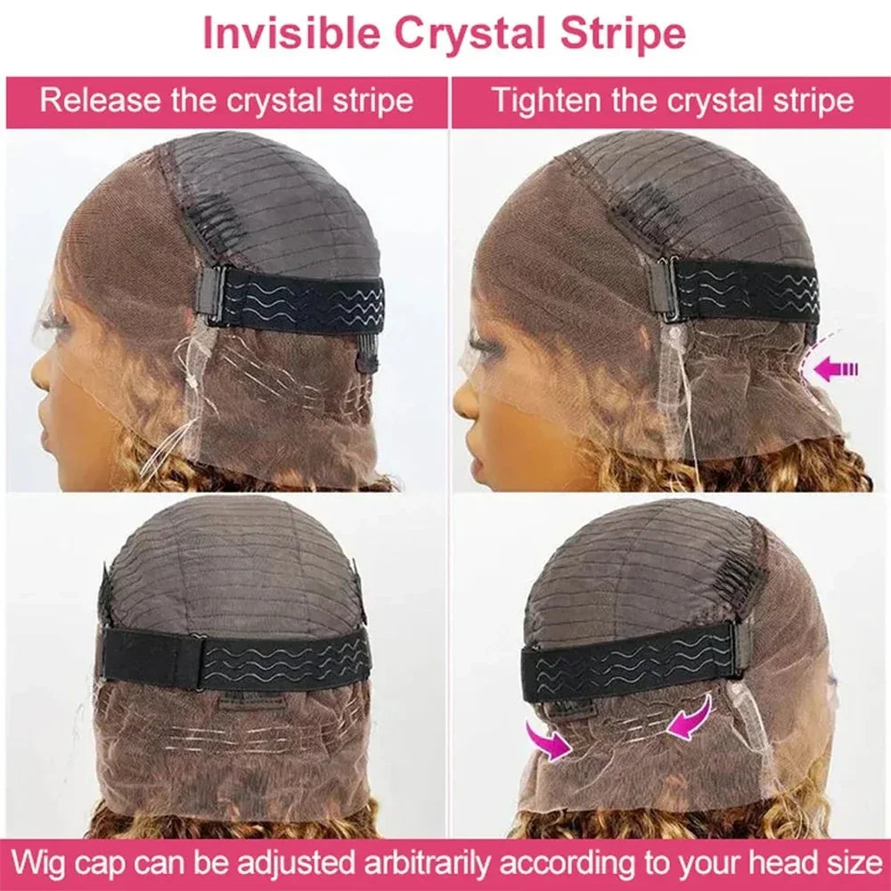 Highlight Invisi-Strap 360 Full Lace Wig Human Hair Pre Plucked Bone Straight 250 Density Highlight Wig HD 360 Lace Frontal Wig
