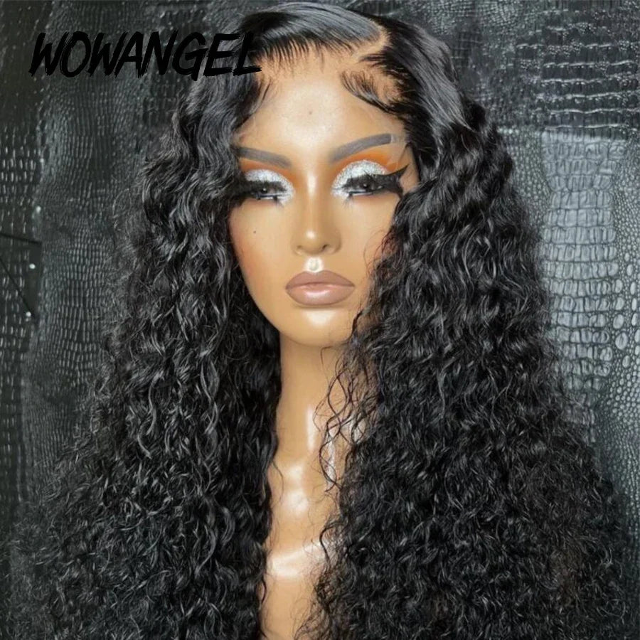 Wow Angel Glueless HD Lace Closure 5x5 Closure Water Wave Pre Plucked Natural Hairline Human Hair Curly Wigs Brazilian For Women