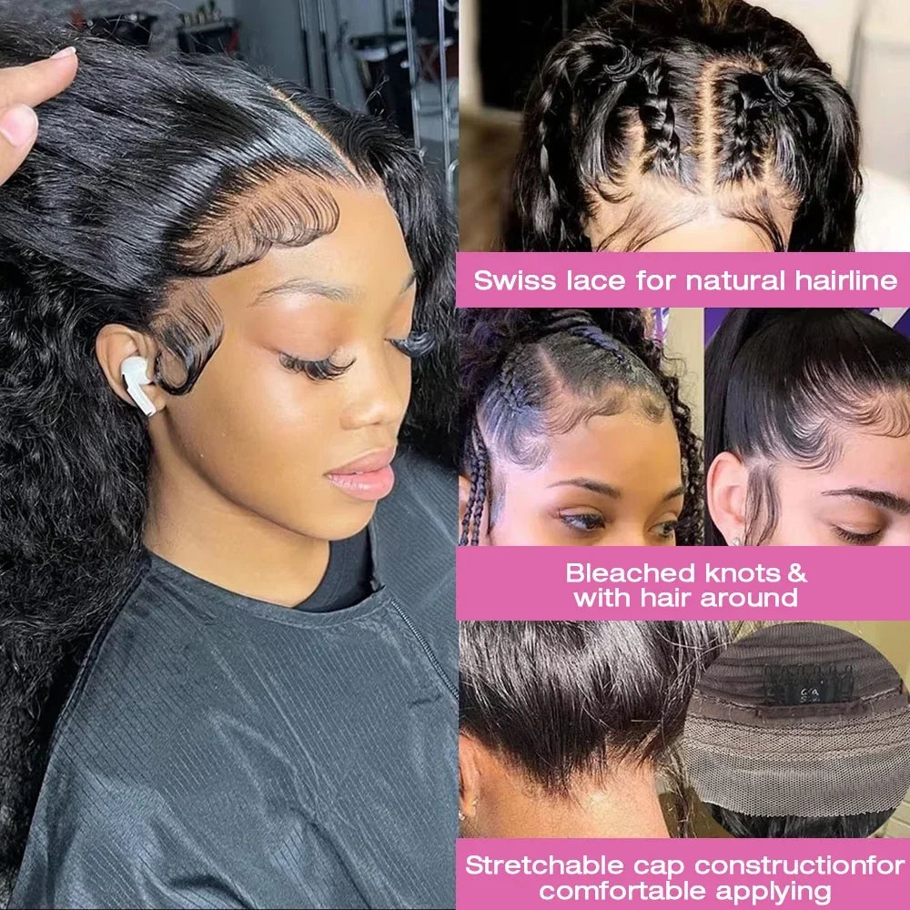 300% Curly Lace Front Human Hair Wig Wet and Wavy Wigs For Women Water Deep Wave 13x6 HD Lace Frontal Human Hair Wig 250 Density