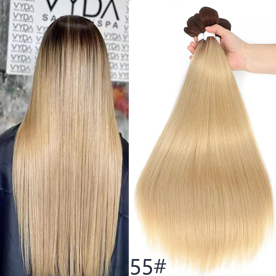 613 Honey Blonde Straight Hair Bundles Ombre Hair Extension 30 32 34 36Inch Super Long Hair Grey Synthetic Straight Hair Weaving