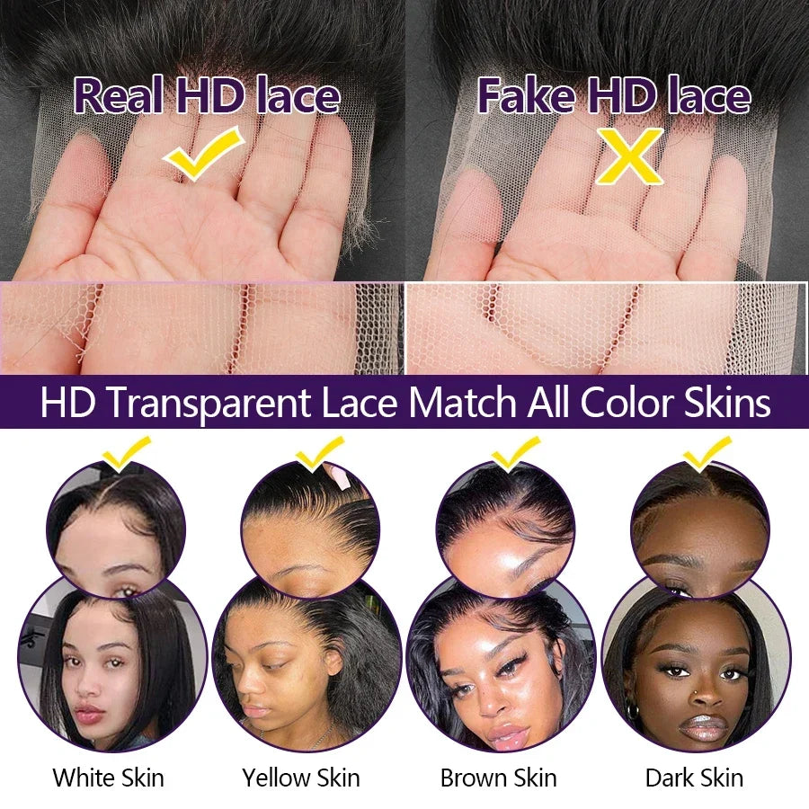 32 inch HD Lace Frontal With Bundles Deep Wave Human Hair 5x5/6x6/13x4/13x6 Brazilian Remy Hair Melt Skins Hair Weave Extension