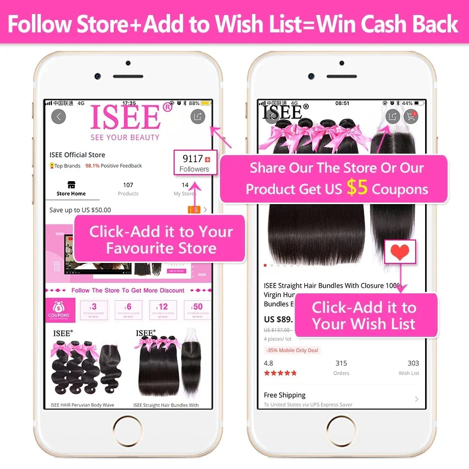 ISEE HAIR Human Hair Bundles With Frontal 13*4 Pre Plucked Lace Frontal Remy Peruvian body Wave Bundles With Frontal
