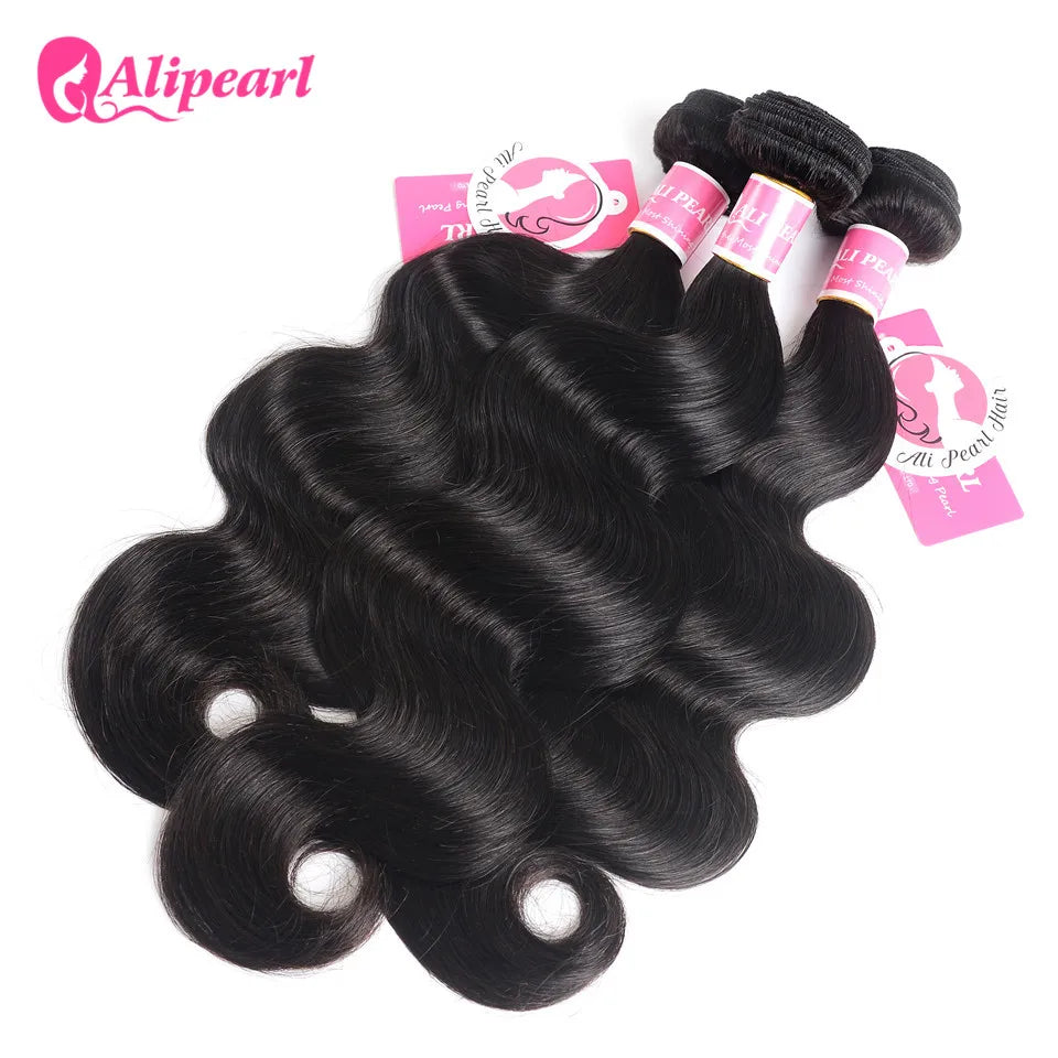 AliPearl Human Hair Bundles With Transparent Lace 6x6 Closure Brazilian Body Wave Bundle With Closure Human Hair Weave Extension