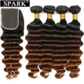 Spark Brazilian Loose Deep Wave Bundles With Closure Ombre Hair Human Hair With Lace Closure Remy Hair Extension Medium  Ratio