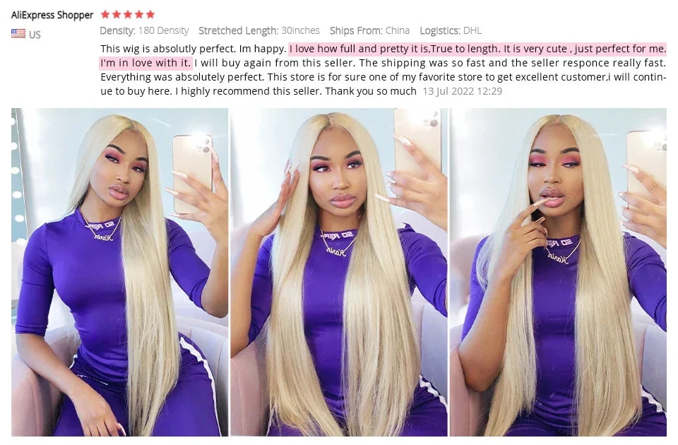 Ishow 613 Full Lace Human Hair Wig Blonde Lace Front Wig Human Hair Full Lace Wig Straight 13x4 Lace Front Human Hair Wig