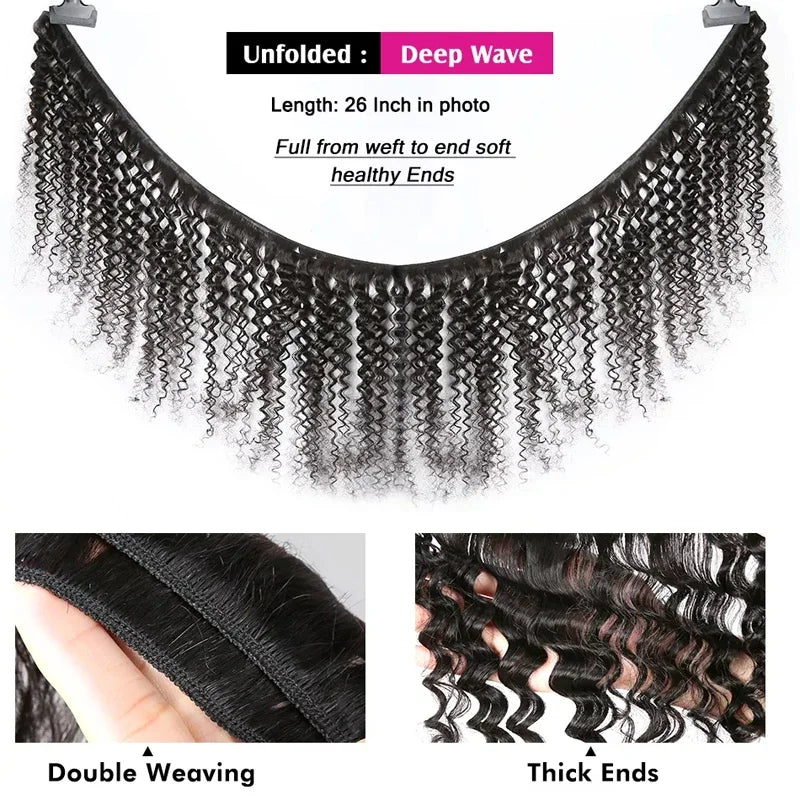 Rosabeauty Deep Wave Human Hair Bundles Brazilian 3 4 Bundles Remy Curly Water Wave Human Hair Extensions Double Weft
