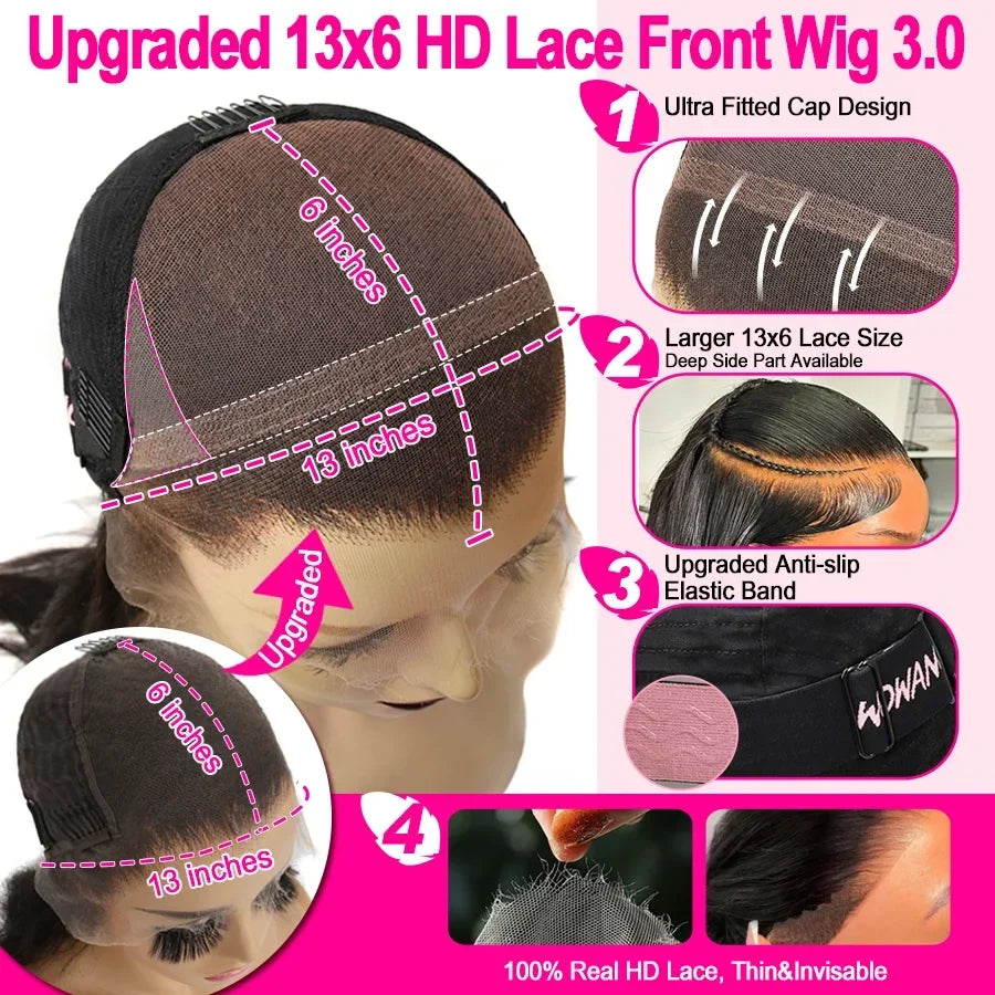Loose Wave Lace Front Human Hair Wigs Jet Black 13x6 HD Lace Frontal Wigs SkinLike HD Lace Pre Plucked Glueless Wig For Women