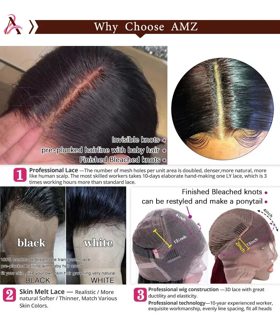 13x4 Chocolate Brown Lace Front Wigs 13x6 HD Transparent Lace Frontal Wig Colored Bleached Body Wave Human Hair Wigs For Women