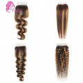 20Inch Highlight 4x4 Lace Closure Human Hair P427 Straight Body Wave Deep Kinky Curly Transparent Closure Brazilian Virgin Hair