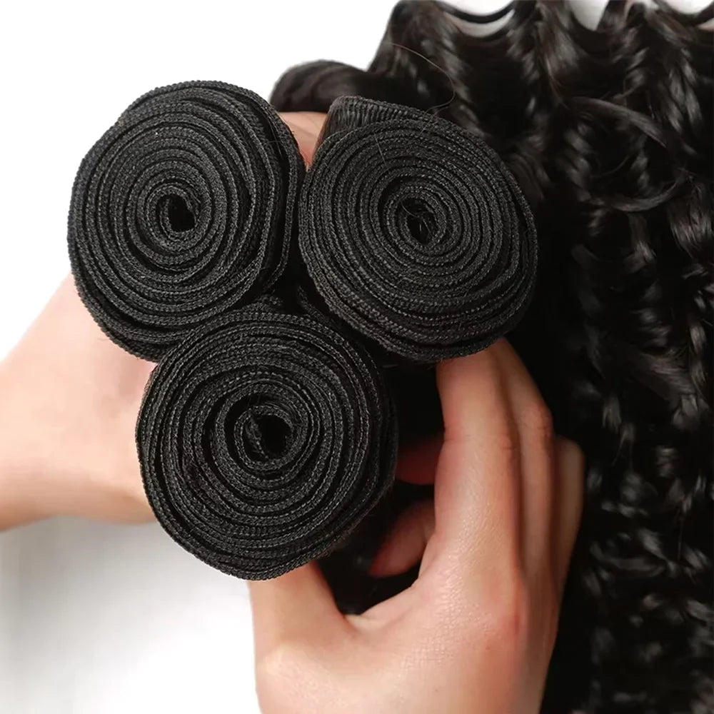 Rosabeauty Deep Wave Human Hair Bundles Brazilian 3 4 Bundles Remy Curly Water Wave Human Hair Extensions Double Weft