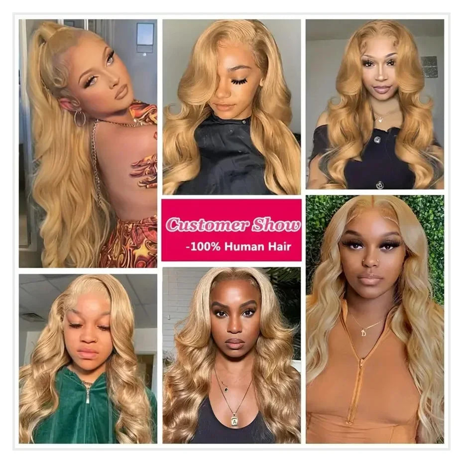 #27 Honey Blonde Wig Human Hair 13x6 Human Hair Lace Frontal Wig 30 Inch Raw Hair Vietnamese Body Wave Lace Front Human Hair Wig