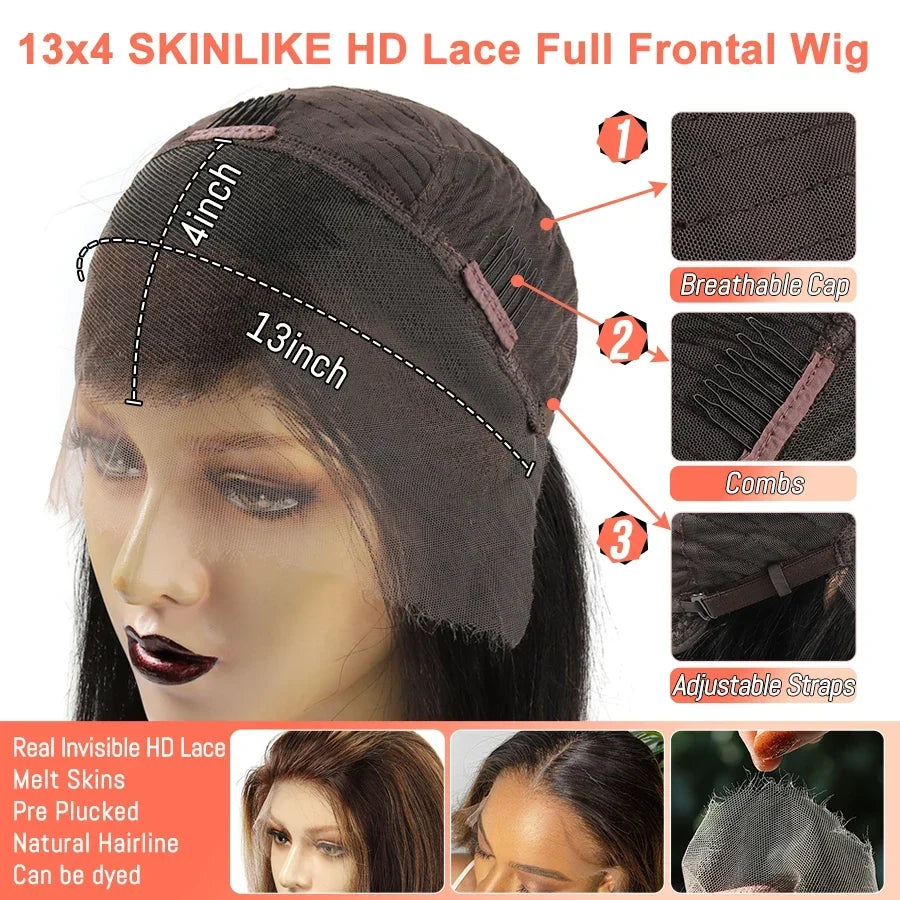 BEEOS Skinlike 13X6 HD Lace Frontal Wig Ombre Blonde Straight 13x4 HD Lace Full Front Human Hair Wigs For Women Pre plucked Hair