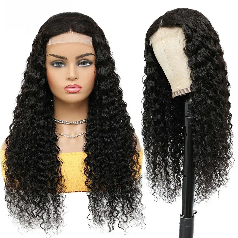 Transparent Remy Deep Wave Lace Front Wig 13x4 13x6 Water Wave Lace Frontal Wig 4X4 Closure Human Hair Wigs For Women Glueless