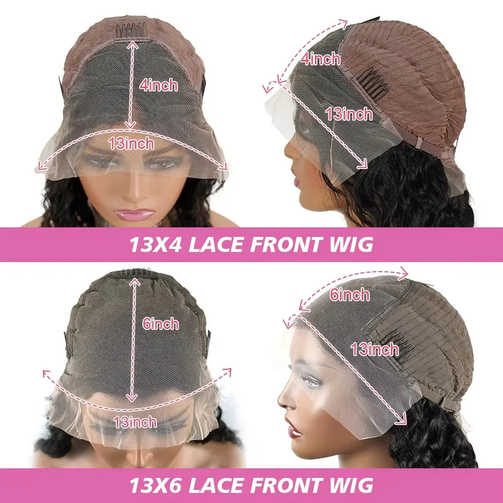 300% Curly Lace Front Human Hair Wig Wet and Wavy Wigs For Women Water Deep Wave 13x6 HD Lace Frontal Human Hair Wig 250 Density