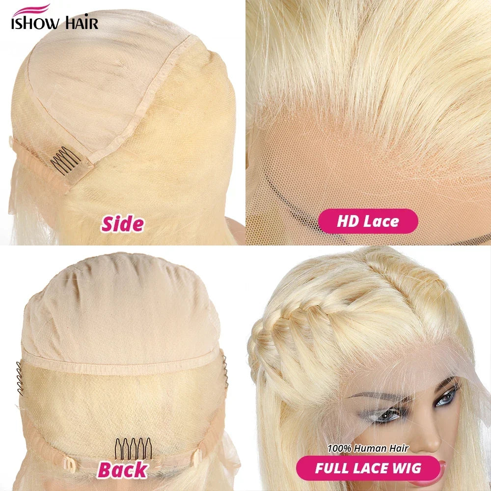 Ishow 613 Full Lace Human Hair Wig Blonde Lace Front Wig Human Hair Full Lace Wig Straight 13x4 Lace Front Human Hair Wig