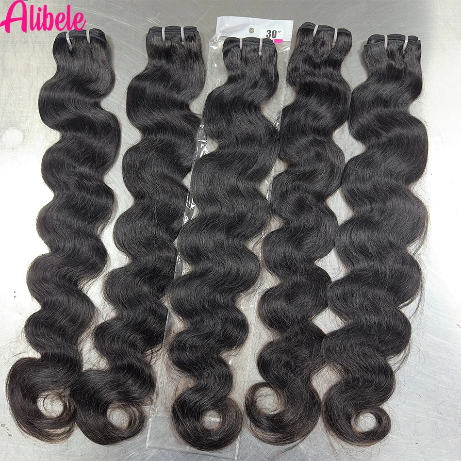 12A Grade Body Wave Bundles Malaysia Raw Hair Weave Bundles Alibele Hair Water Wave Bundles Wholesale Bundles Natural BlackColor