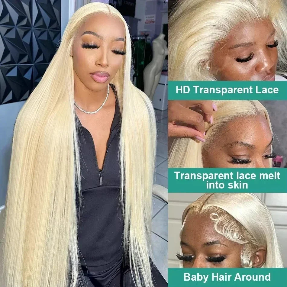 Rosabeauty 40 Inch 13x4 Straight 613 Hd Honey Blonde Lace Front Human Hair Wigs Brazilian 13x6 Color Lace Frontal Wigs For Women