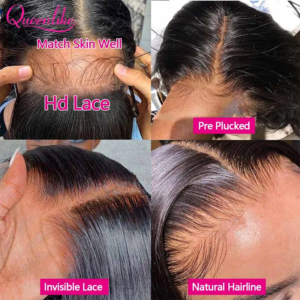 Queenlike 250Density Real Hd Lace Frontal Wig 12A Top Quality Human Hair Wigs for Women 22 24inch 13x4 Straight Lace Frontal Wig