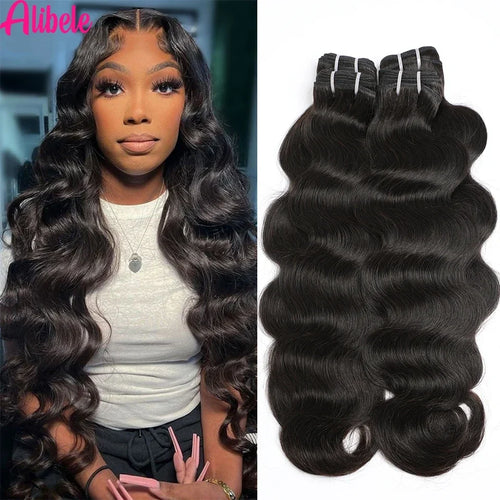 12A Grade Body Wave Bundles Malaysia Raw Hair Weave Bundles Alibele Hair Water Wave Bundles Wholesale Bundles Natural BlackColor