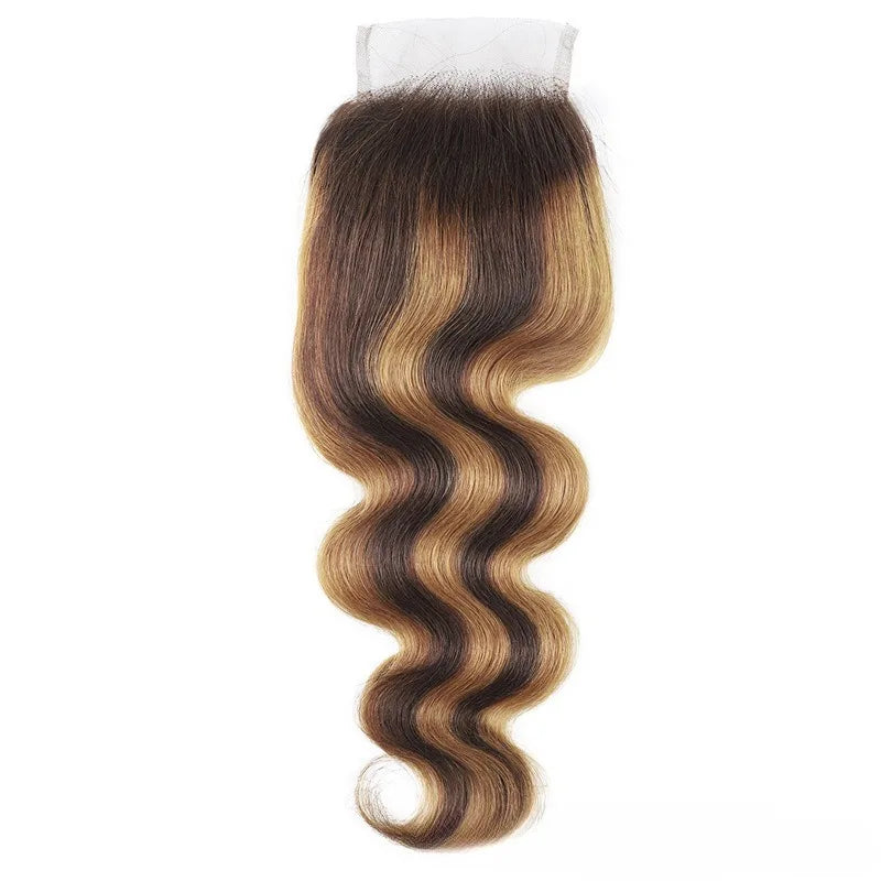 20Inch Highlight 4x4 Lace Closure Human Hair P427 Straight Body Wave Deep Kinky Curly Transparent Closure Brazilian Virgin Hair