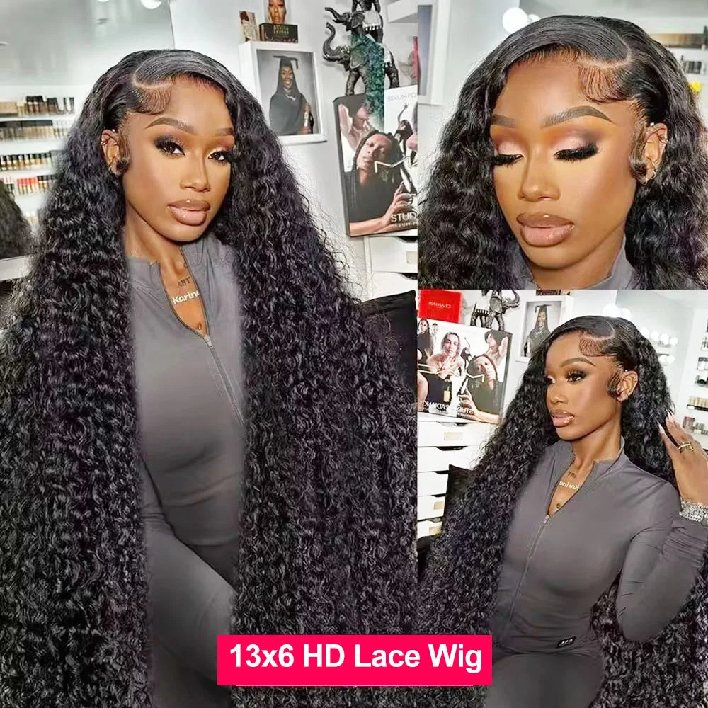250 Density 30 Inch Kinky Curly 360 13x6 13x4 HD Lace Front Wig 6x6 Closure Glueless Wig Deep Wave Lace Frontal Human Hair Wig