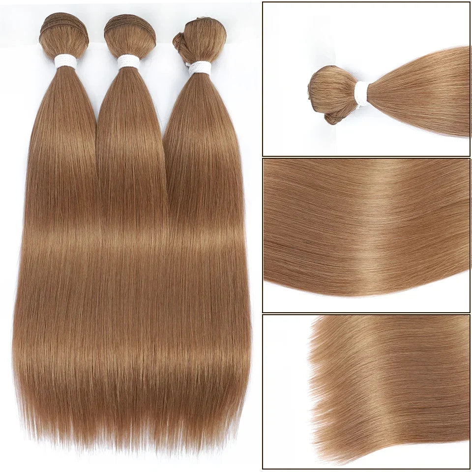 613 Honey Blonde Straight Hair Bundles Ombre Hair Extension 30 32 34 36Inch Super Long Hair Grey Synthetic Straight Hair Weaving
