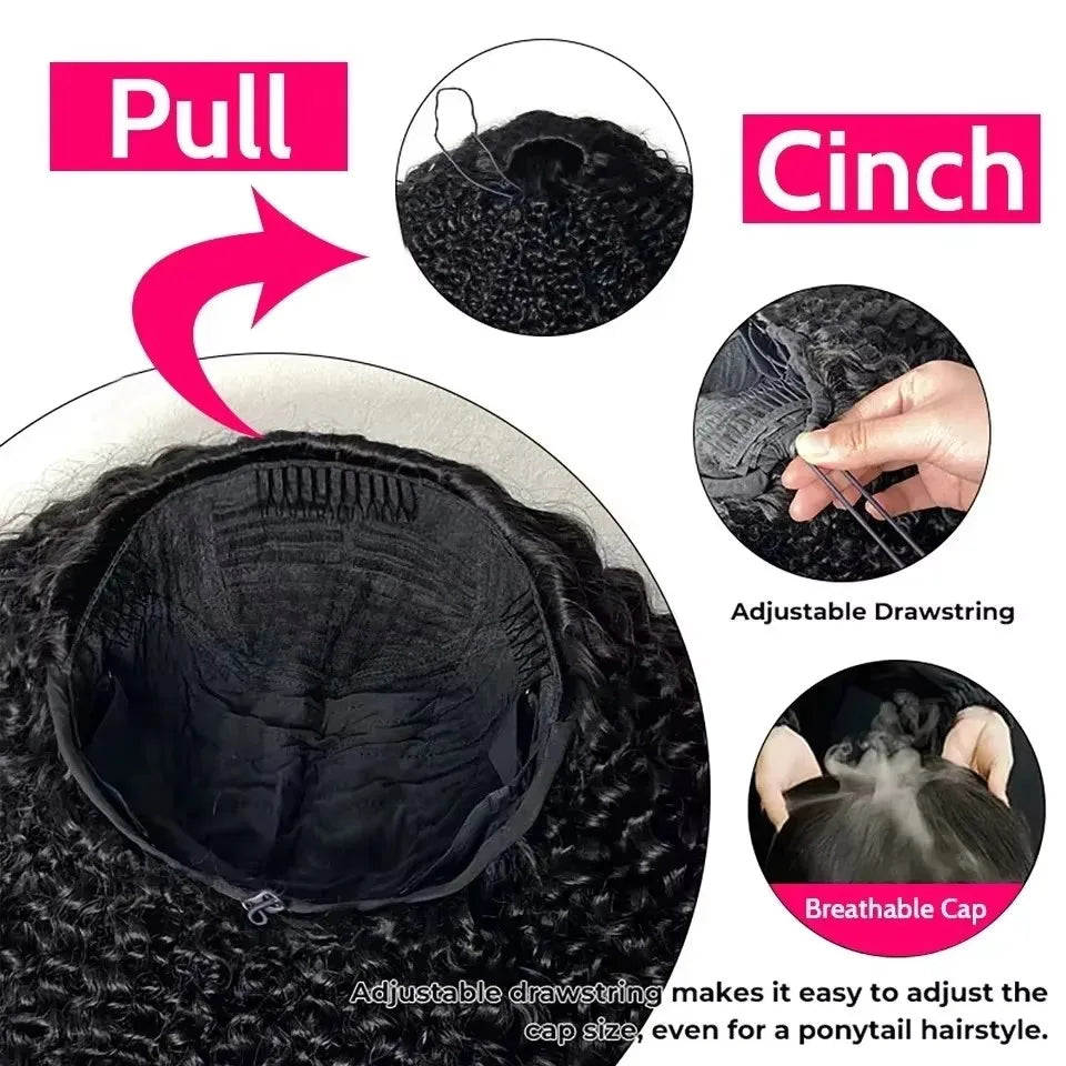 Kinky Curly Half Wig Human Hair 3 4 Flip Over Half Wig Afro Curly Wear Go Glueless Wig 300% Density Full Human Hair Wigs on Sale