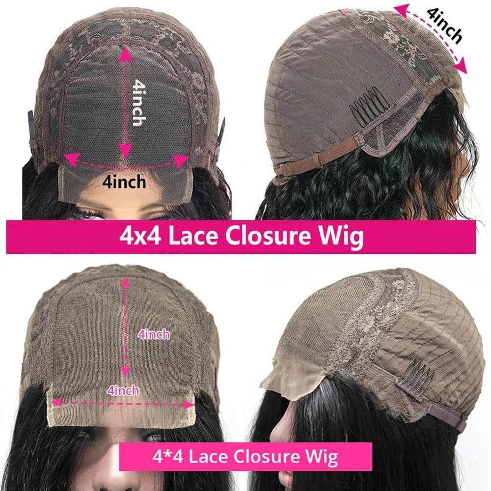 Transparent Remy Deep Wave Lace Front Wig 13x4 13x6 Water Wave Lace Frontal Wig 4X4 Closure Human Hair Wigs For Women Glueless