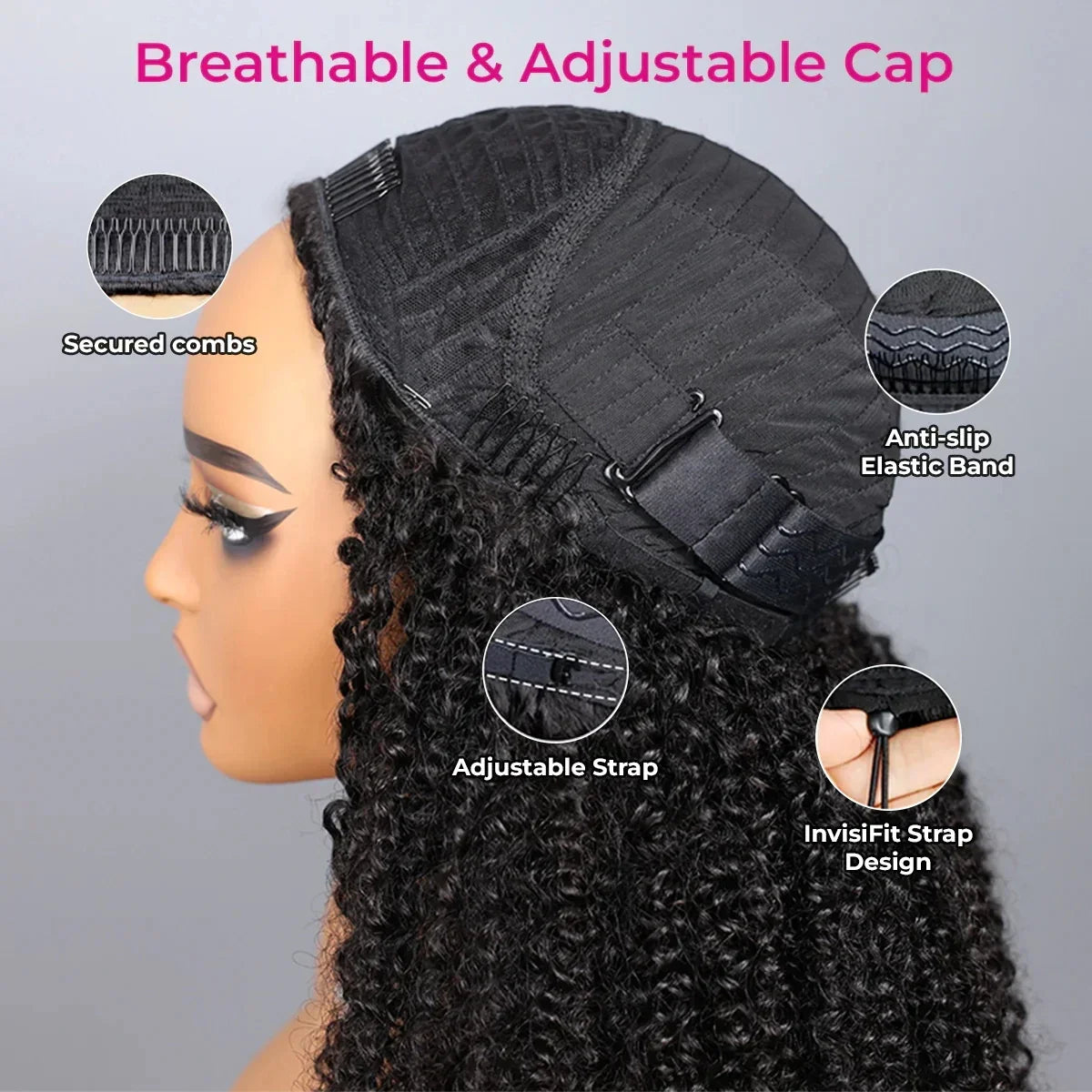 Kinky Curly Half Wig Human Hair 3 4 Flip Over Half Wig Afro Curly Wear Go Glueless Wig 300% Density Full Human Hair Wigs on Sale