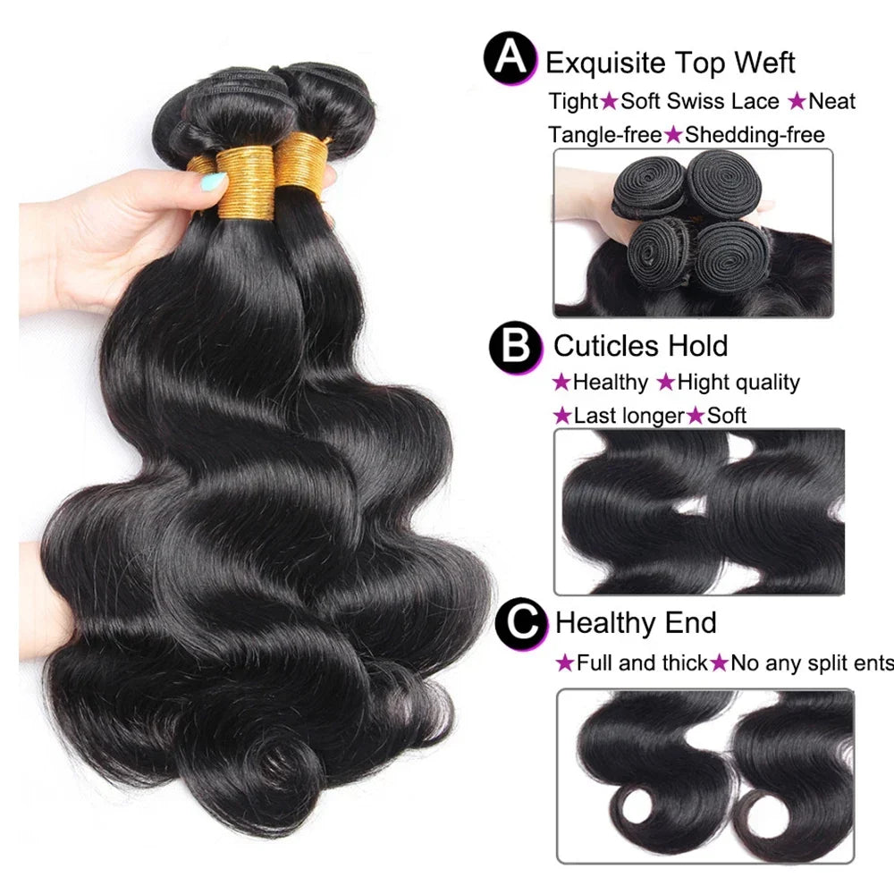 12A 100% Human Hair Bundles Body Wave Bundles Human Hair 30 Inch Body Wave Hair Weave 1pc/100g Natural Raw Human Hair Extensions
