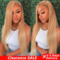 13X6 HD Lace Front Human Hair Wigs #27 Honey Blonde Colored Lace Frontal Wigs Brazilian Straight Transparent Lace Wigs For Women