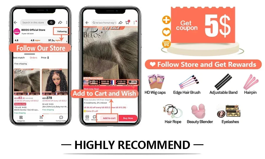 BEEOS 34in Real HD Full Lace Wig Silky Straight Braided Wigs Natural Pre plucked Lace Frontal Human Hair Wigs For Women Skinlike