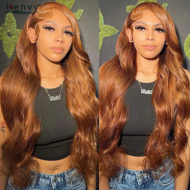 Orange Brown Lace Front Wigs Colored Ginger Blonde 13X6 Lace Frontal Human Hair Wigs Remy Burgundy Red Body Wave Lace Front Wig