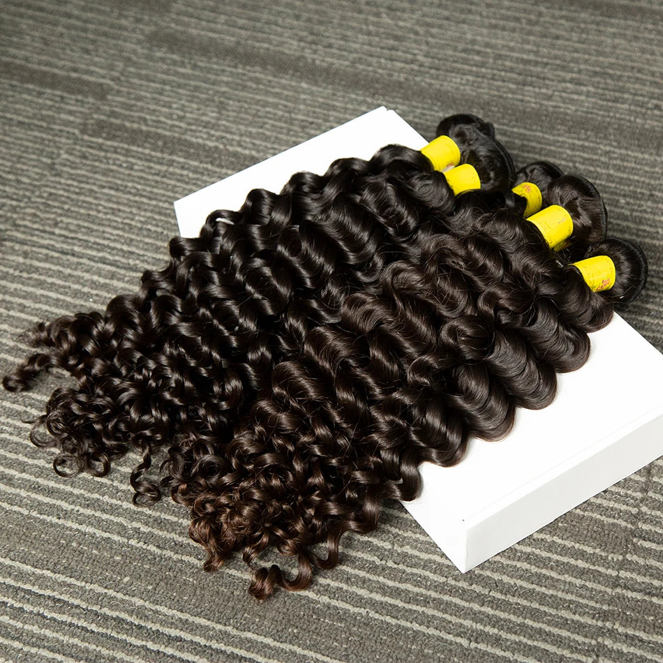 Rosabeauty Deep Wave Human Hair Bundles Brazilian 3 4 Bundles Remy Curly Water Wave Human Hair Extensions Double Weft