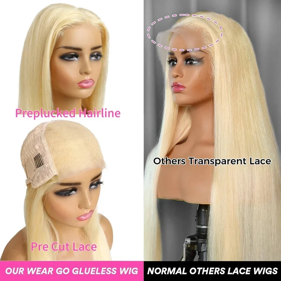 Blonde Preplucked Wigs 613 5x5 Transparent Lace Closure Wig Bone Straight Brazilian Remy Human Hair Lace Wigs For Black Women