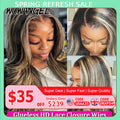 Wow Angel 34inch Highlight Body Wave Wigs 5X5 HD Lace Closure Wig Honey Blonde 250% Glueless Wig Human Hair Ready to Wear Wigs