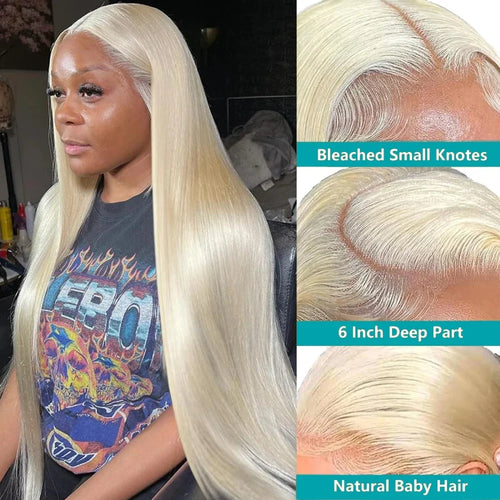 13x4 13x6 HD Transparent Full Lace Frontal Wigs 613 Blonde Colored Straight Human Hair Wig Lace Front Wigs For Women 46 Inches