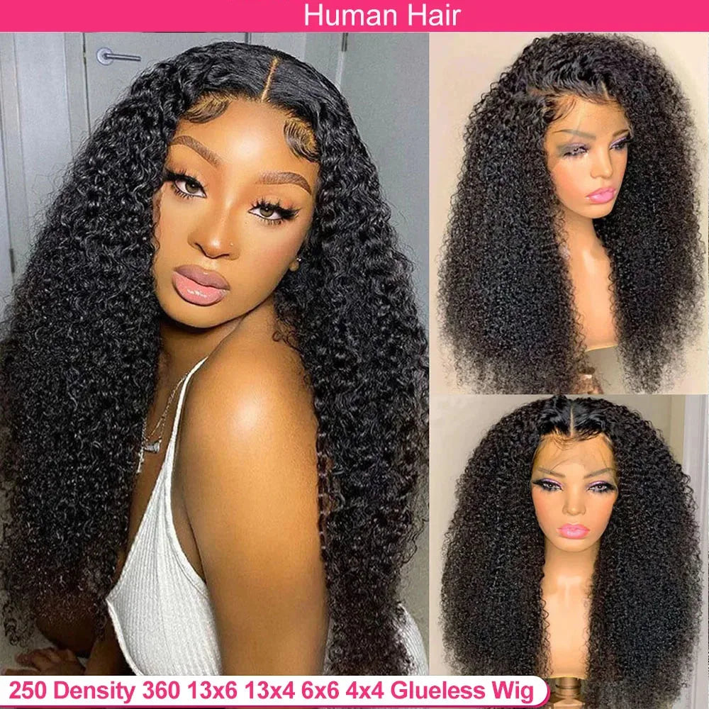 250 Density 30 Inch Kinky Curly 360 13x6 13x4 HD Lace Front Wig 6x6 Closure Glueless Wig Deep Wave Lace Frontal Human Hair Wig