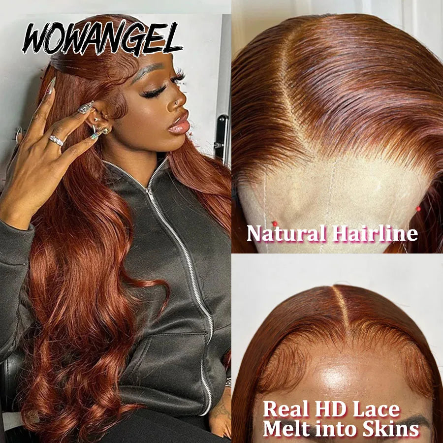 30inch Body Wave Wigs 13x6 HD Lace Frontal Wigs Reddish Brown Colored Wigs Pre Cut HD Transparent Lace Front Human Hair Wig