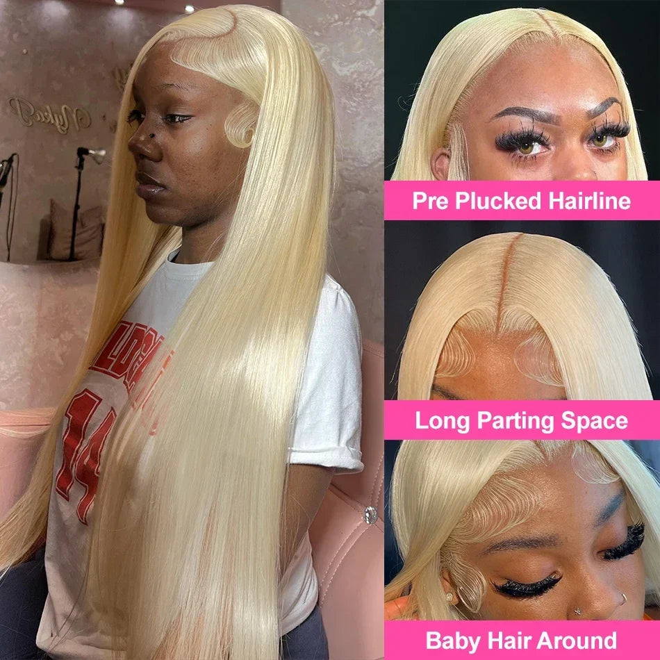 Rosabeauty 40 Inch 13x4 Straight 613 Hd Honey Blonde Lace Front Human Hair Wigs Brazilian 13x6 Color Lace Frontal Wigs For Women