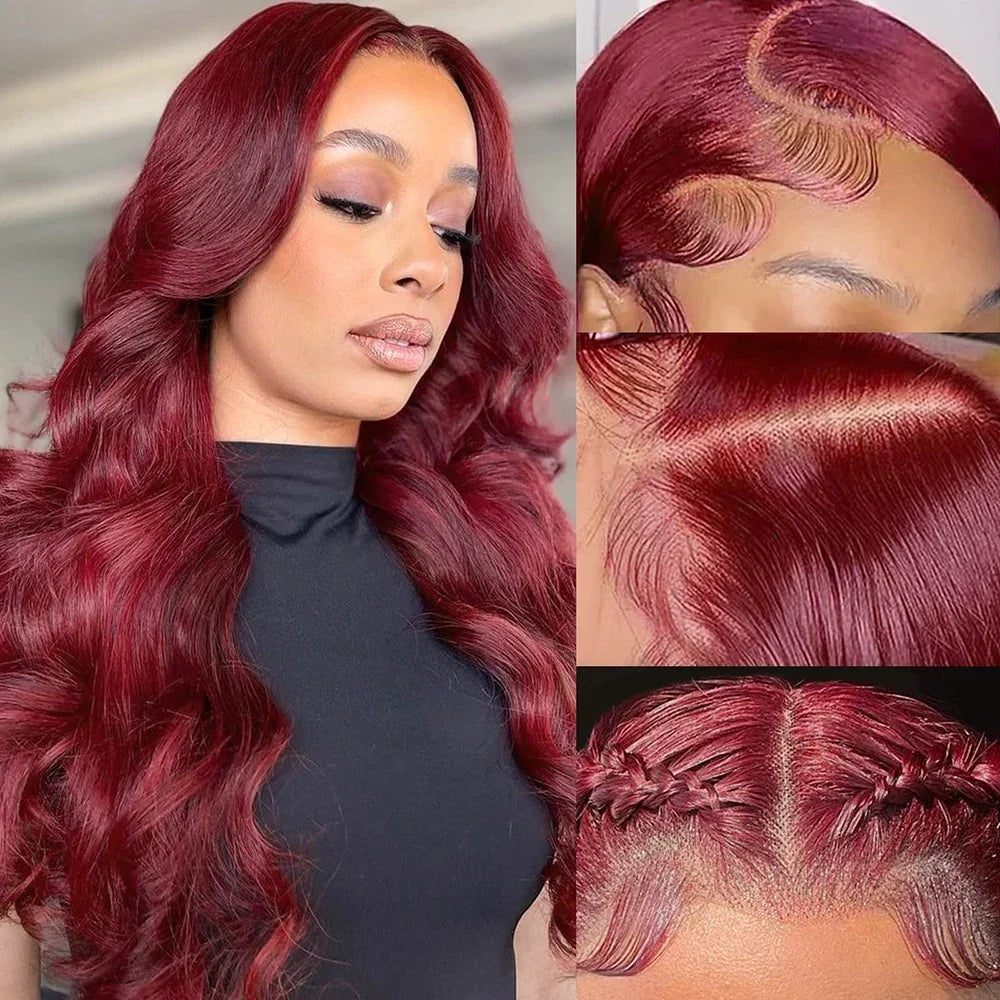 Body Wave Wig Burgundy Lace Front Wig 13x4 13x6 Hd Lace Frontal Wig 4x4 Lace Wig Human Hair Pre Plucked 99j Red Colored Wig