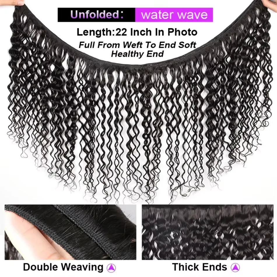 Water Wave Bundles With 4x4 Lace Closure Burmese Virgin Human Hair Water Curly Bundles With Closure Human Hair Weave Extension