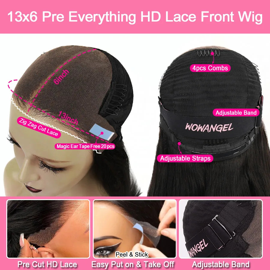 Pre Cut Lace Wig 99J Burgundy 13x6 HD Lace Frontal Human Hair Wig 30inch Straight Wigs Melt Skins 250% Red Colored Wig For Woman
