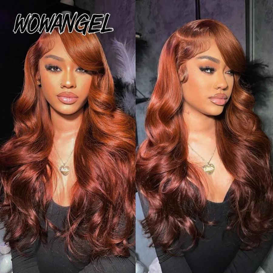 30inch Body Wave Wigs 13x6 HD Lace Frontal Wigs Reddish Brown Colored Wigs Pre Cut HD Transparent Lace Front Human Hair Wig