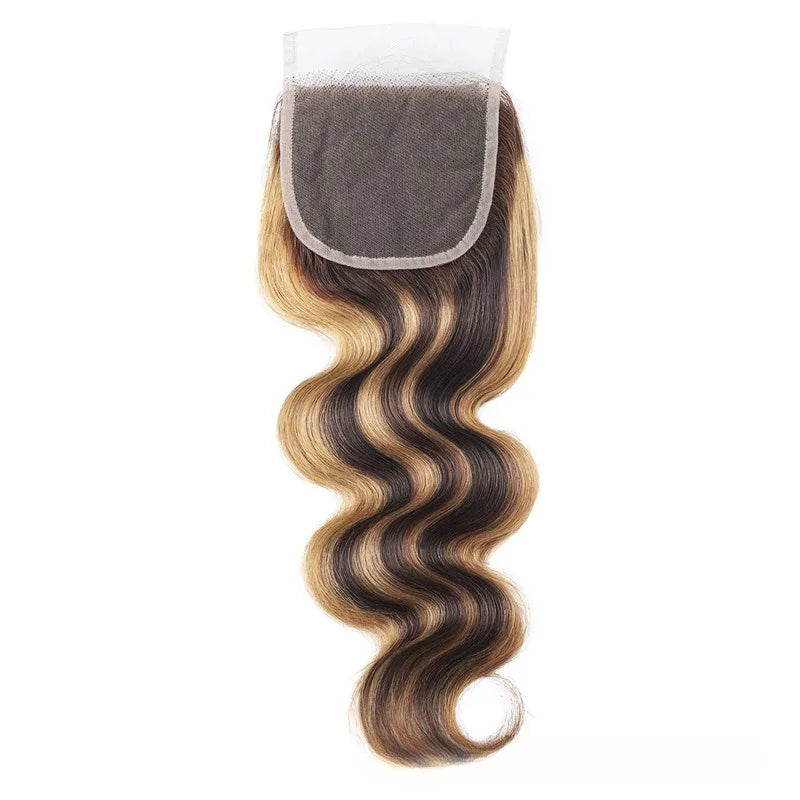 20Inch Highlight 4x4 Lace Closure Human Hair P427 Straight Body Wave Deep Kinky Curly Transparent Closure Brazilian Virgin Hair