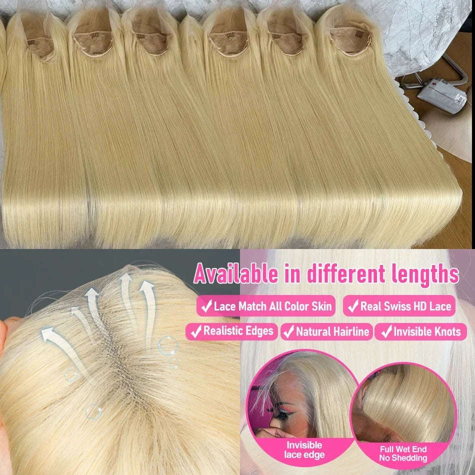 Rosabeauty 40 Inch 13x4 Straight 613 Hd Honey Blonde Lace Front Human Hair Wigs Brazilian 13x6 Color Lace Frontal Wigs For Women