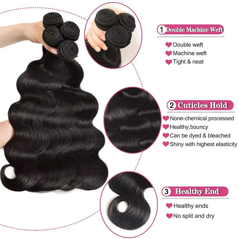30 32 Inch Body Wave Bundles 1 3 4 Bundles Brazilian Hair Water Wavy Weave Human Hair Bundles Extensions Tissage For Women