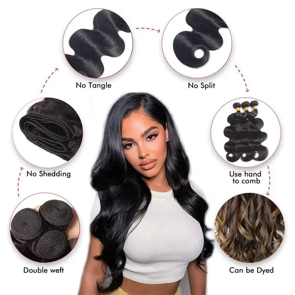 12A 100% Human Hair Bundles Body Wave Bundles Human Hair 30 Inch Body Wave Hair Weave 1pc/100g Natural Raw Human Hair Extensions