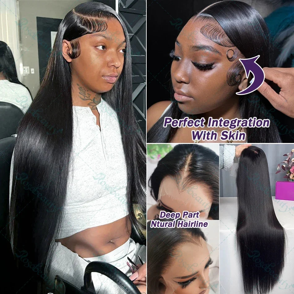 HD Lace Front Wigs 30 38 Inch Straight 13x4 13x6 Transparent Lace Frontal Human Hair Wigs Pre Plucked HD Lace Wigs For Women