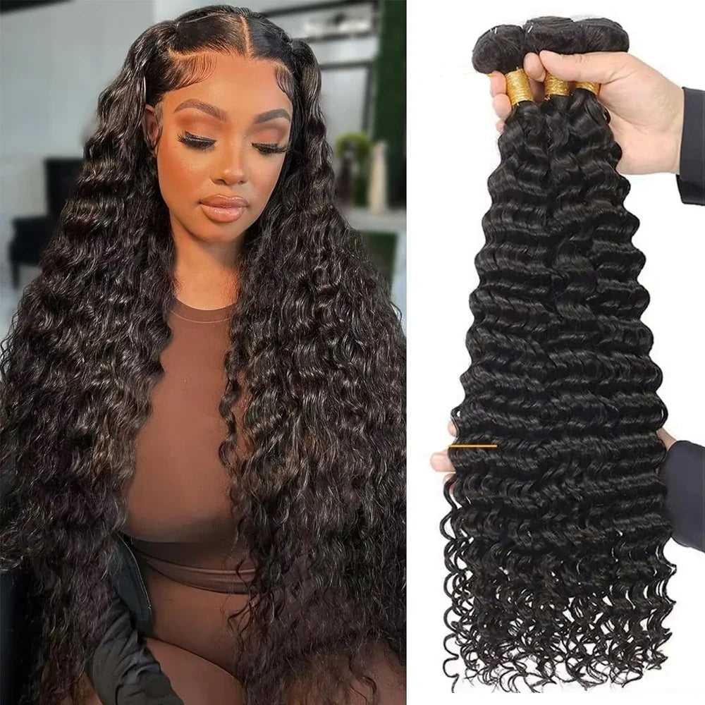 Human Hair Bundles With Closure Burmese Deep Wave Raw 3 4 Bundles With 4x4 5x5 HD Lace Closure Curly Weave With 13x4 Frontal